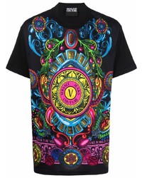 T-shirt à col rond imprimé noir VERSACE JEANS COUTURE