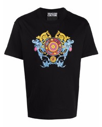 T-shirt à col rond imprimé noir VERSACE JEANS COUTURE