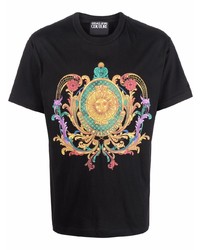 T-shirt à col rond imprimé noir VERSACE JEANS COUTURE