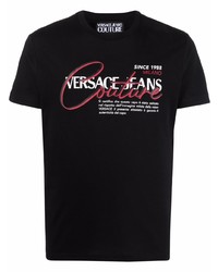 T-shirt à col rond imprimé noir VERSACE JEANS COUTURE