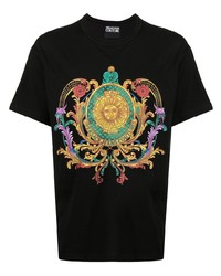 T-shirt à col rond imprimé noir VERSACE JEANS COUTURE