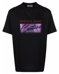 T-shirt à col rond imprimé noir VERSACE JEANS COUTURE