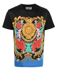 T-shirt à col rond imprimé noir VERSACE JEANS COUTURE