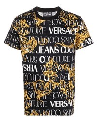 T-shirt à col rond imprimé noir VERSACE JEANS COUTURE