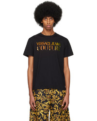 T-shirt à col rond imprimé noir VERSACE JEANS COUTURE