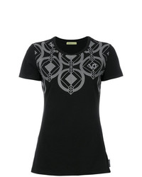 T-shirt à col rond imprimé noir Versace Jeans