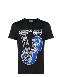 T-shirt à col rond imprimé noir Versace Jeans