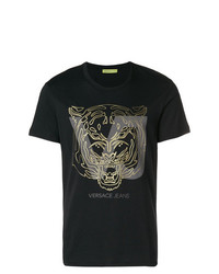 T-shirt à col rond imprimé noir Versace Jeans