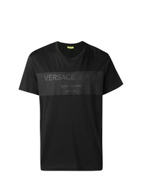 T-shirt à col rond imprimé noir Versace Jeans