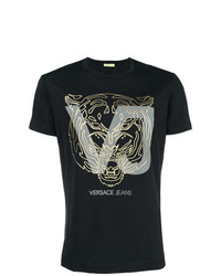 T-shirt à col rond imprimé noir Versace Jeans