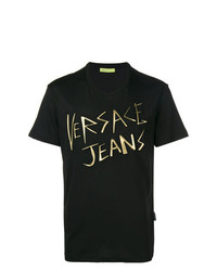 T-shirt à col rond imprimé noir Versace Jeans