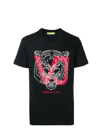 T-shirt à col rond imprimé noir Versace Jeans