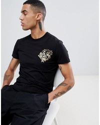 T-shirt à col rond imprimé noir Versace Jeans