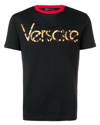 T-shirt à col rond imprimé noir Versace