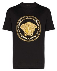 T-shirt à col rond imprimé noir Versace