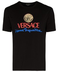 T-shirt à col rond imprimé noir Versace