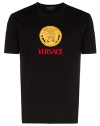 T-shirt à col rond imprimé noir Versace