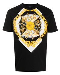 T-shirt à col rond imprimé noir Versace