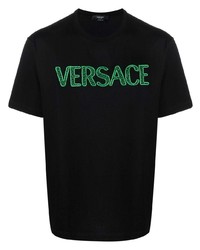 T-shirt à col rond imprimé noir Versace