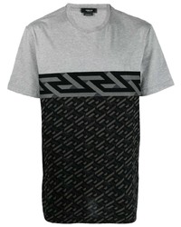 T-shirt à col rond imprimé noir Versace