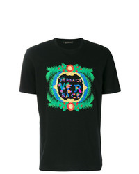 T-shirt à col rond imprimé noir Versace