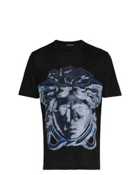 T-shirt à col rond imprimé noir Versace