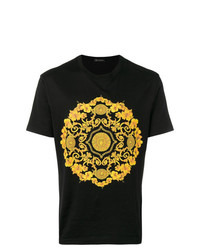 T-shirt à col rond imprimé noir Versace