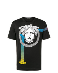 T-shirt à col rond imprimé noir Versace