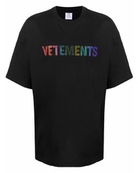 T-shirt à col rond imprimé noir Vetements