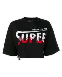T-shirt à col rond imprimé noir Vision Of Super