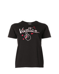 T-shirt à col rond imprimé noir Vivetta