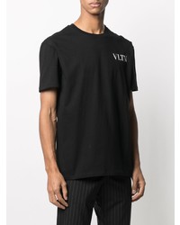 T-shirt à col rond imprimé noir Valentino