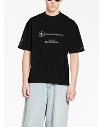 T-shirt à col rond imprimé noir Balenciaga