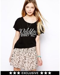 T-shirt à col rond imprimé noir Wildfox Couture