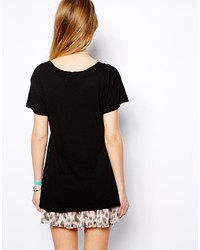 T-shirt à col rond imprimé noir Wildfox Couture
