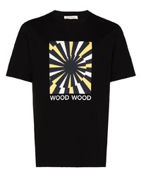 T-shirt à col rond imprimé noir Wood Wood