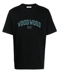 T-shirt à col rond imprimé noir Wood Wood