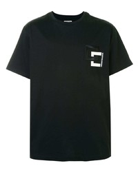 T-shirt à col rond imprimé noir Wooyoungmi