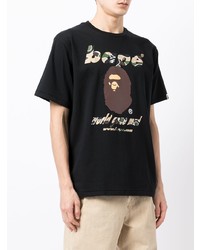 T-shirt à col rond imprimé noir A Bathing Ape