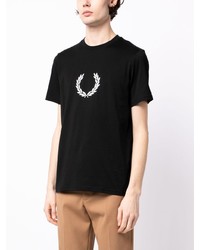 T-shirt à col rond imprimé noir Fred Perry