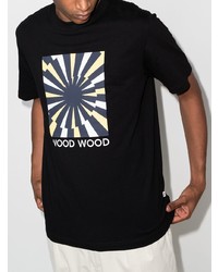 T-shirt à col rond imprimé noir Wood Wood