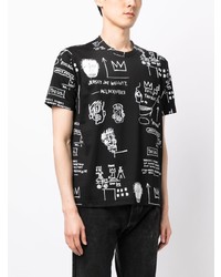 T-shirt à col rond imprimé noir Junya Watanabe MAN