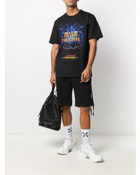 T-shirt à col rond imprimé noir MSGM