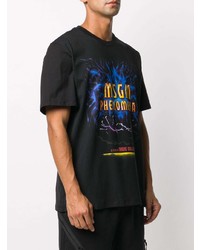 T-shirt à col rond imprimé noir MSGM