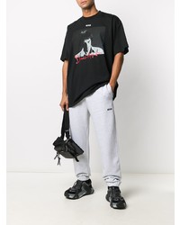 T-shirt à col rond imprimé noir MSGM