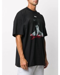 T-shirt à col rond imprimé noir MSGM