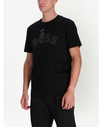 T-shirt à col rond imprimé noir BOSS