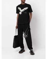 T-shirt à col rond imprimé noir Yohji Yamamoto