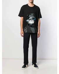 T-shirt à col rond imprimé noir Valentino