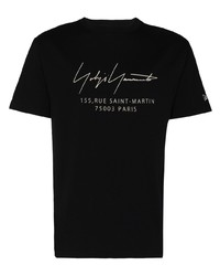 T-shirt à col rond imprimé noir Yohji Yamamoto